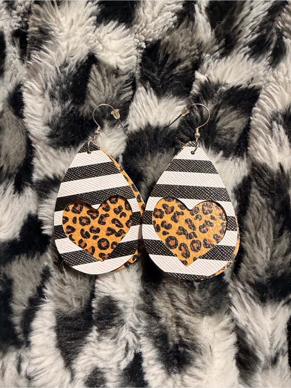 Lightweight Cheetah Earrings with Heart Cut Outs